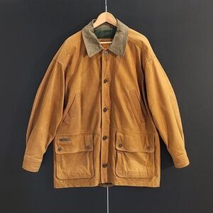 Timberland Vintage 90s Heavyweight Leather Workwear Jacket – Medium (Tan/Green)